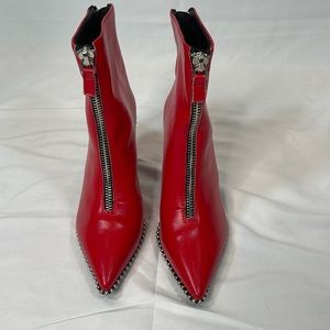 Red Zipper Detail Bootie